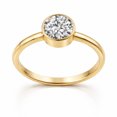 18K Gold Lab Grown Round Brilliant Diamond Bezel Ring