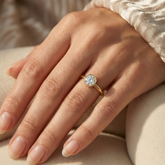 18K Gold Lab Grown Round Brilliant Diamond Bezel Ring