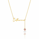 18K Gold Custom Name Necklace with Heart Drop