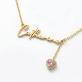 18K Gold Custom Name Necklace with Heart Drop