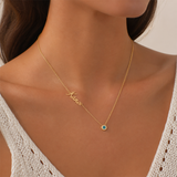 18K Gold Personalized Name Necklace with Gemstone Pendant