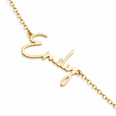 18K Gold Personalized Name Necklace with Teardrop Stone Pendant