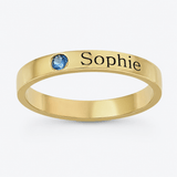 Personalized Engraved Name Ring with Birthstone