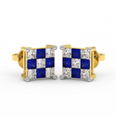 18K Gold Diamond Sapphire Earrings