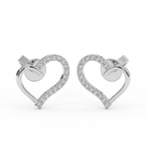 18K Gold Open Heart Diamond Stud Earrings