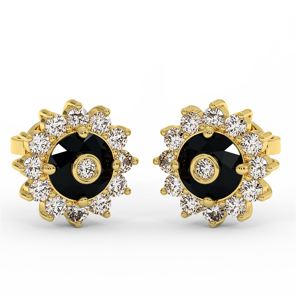 18K Gold Black & White Diamond Earrings