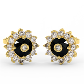 18K Gold Black & White Diamond Earrings