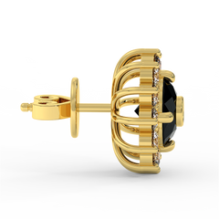 18K Gold Black & White Diamond Earrings