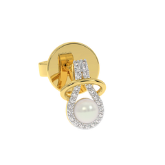 18K Gold Diamond Pearl Earrings