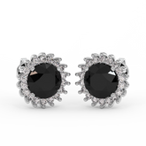 18K Gold Black & White Diamond Earrings