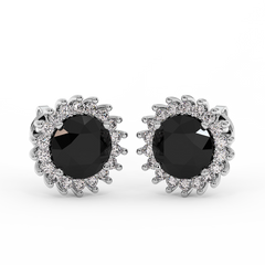 18K Gold Black & White Diamond Earrings