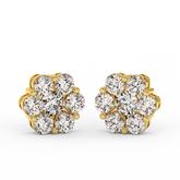 18K Gold Floral Cluster Diamond Stud Earrings