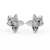 18K Gold Floral Diamond Stud Earrings