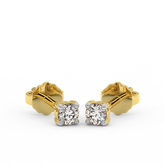18K Gold Solitaire Diamond Stud Earrings