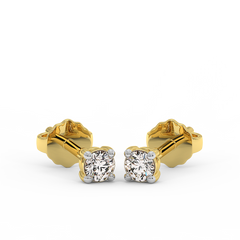18K Gold Solitaire Diamond Stud Earrings