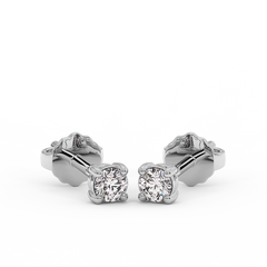 18K Gold Solitaire Diamond Stud Earrings