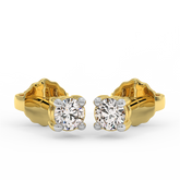 18K Gold Solitaire Diamond Stud Earrings