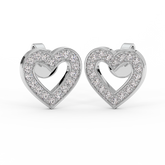 18K Gold Heart Diamond Stud Earrings