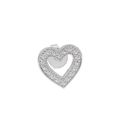 18K Gold Heart Diamond Stud Earrings