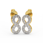 18K Gold Infinity Diamond Stud Earrings