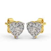 18K Gold Heart Cluster Diamond Stud Earrings