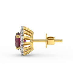 18K Gold Diamond Ruby Earrings