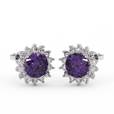 18K Gold Diamond Amethyst Earrings