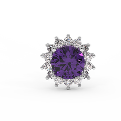18K Gold Diamond Amethyst Earrings