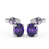 18K Gold Diamond Amethyst Earrings