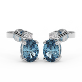 18K Gold Diamond Aquamarine Earrings