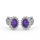 18K Gold Diamond Amethyst Earrings