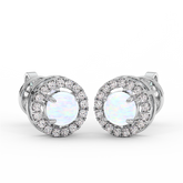 18K Gold Diamond Opal Earrings