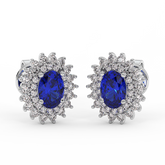 18K Gold Diamond Sapphire Earrings
