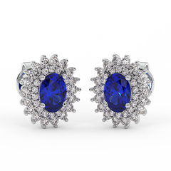 18K Gold Diamond Sapphire Earrings