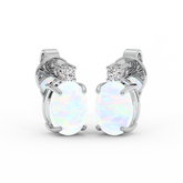 18K Gold Diamond Opal Earrings