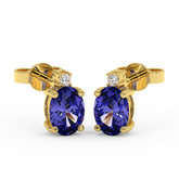 18K Gold Diamond Tanzanite Earrings