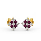 18K Gold Diamond Ruby Earrings