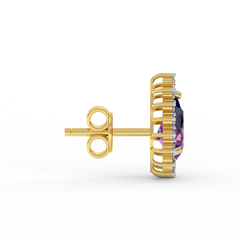18K Gold Diamond Amethyst Earrings