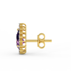 18K Gold Diamond Amethyst Earrings