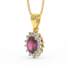 18K Gold Diamond Ruby Pendant