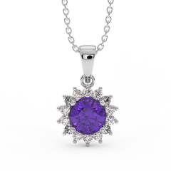 18K Gold Diamond Amethyst Pendant