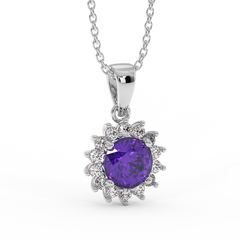 18K Gold Diamond Amethyst Pendant