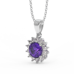 18K Gold Diamond Amethyst Pendant