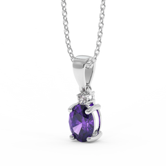 18K Gold Diamond Amethyst Pendant