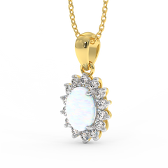 18K Gold Diamond Opal Pendant