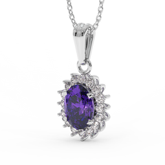 18K Gold Diamond Amethyst Pendant