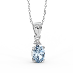 18K Gold Diamond Aquamarine Pendant