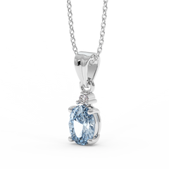 18K Gold Diamond Aquamarine Pendant