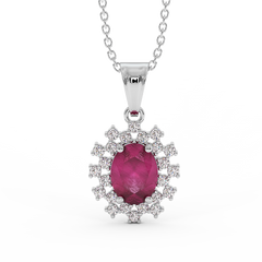 18K Gold Diamond Ruby Pendant