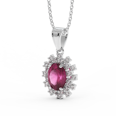 18K Gold Diamond Ruby Pendant